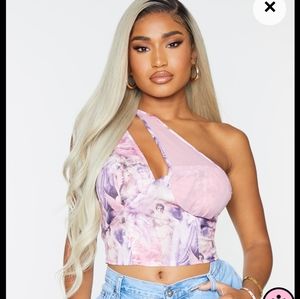 Pink rennaisance one shoulder top- size 8 NWT